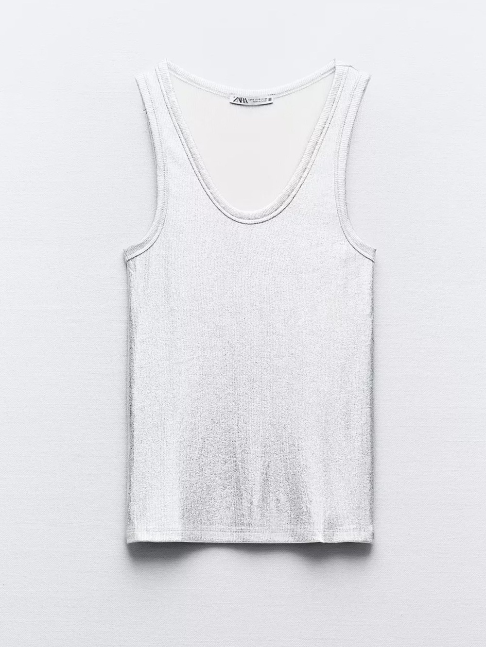 Zara Silver Sparkle Scoop Neck Tank
